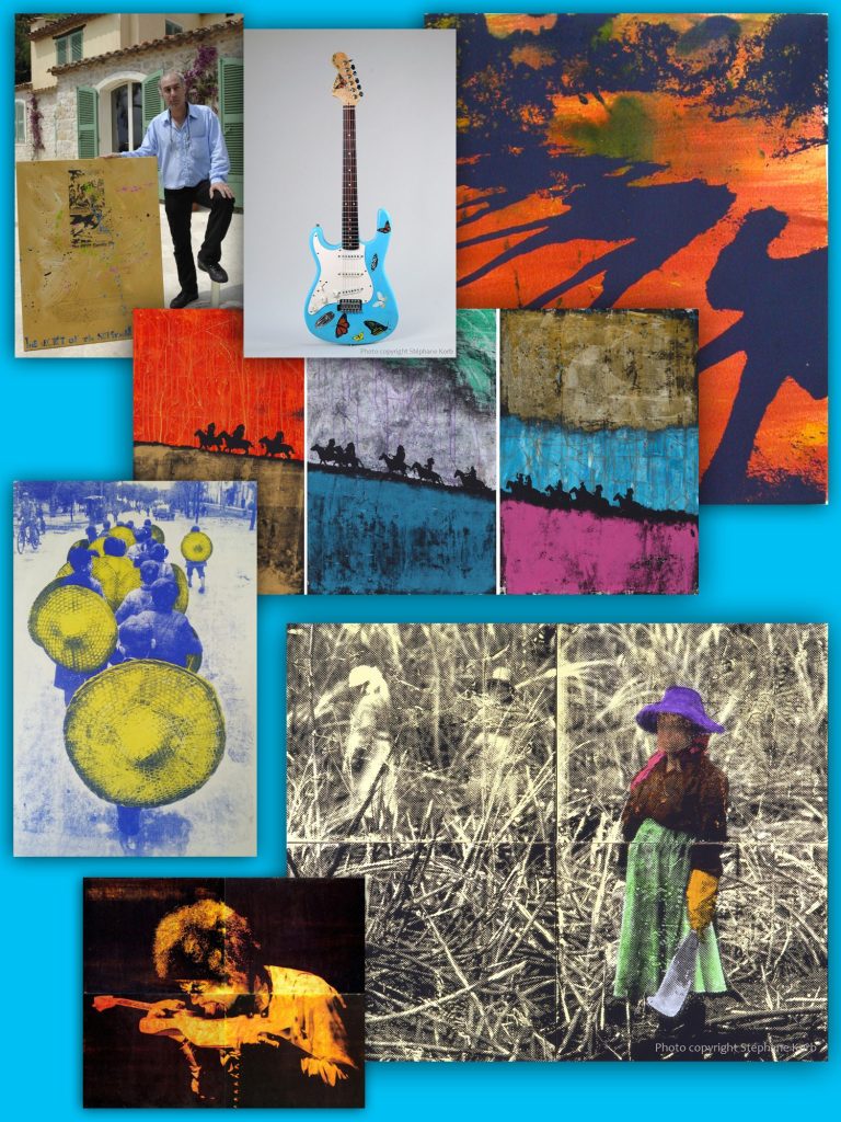 Stephane korb, guitare et peintures australie, indiens, chine, jimi hendrix, Iles Maurice